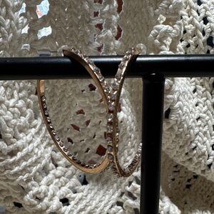 Rhinestone Hoop Earrings in Rose Gold